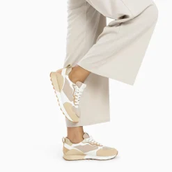 Vanessa Wu Sneakers>Baskets Margaux Beige Et Or A Semelle Running