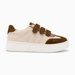 Vanessa Wu Sneakers>Baskets Marie Beige Et Kaki A Scratchs