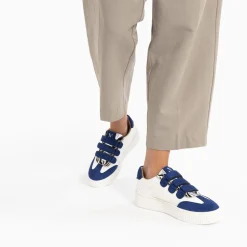 Vanessa Wu Sneakers>Baskets Marie Blanc Et Bleu Marine A Scratchs