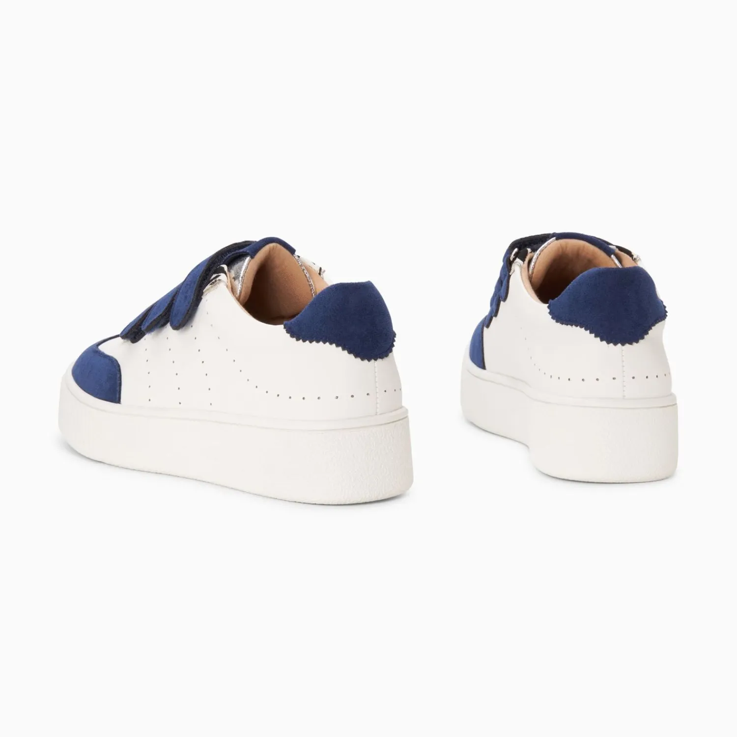 Vanessa Wu Sneakers>Baskets Marie Blanc Et Bleu Marine A Scratchs