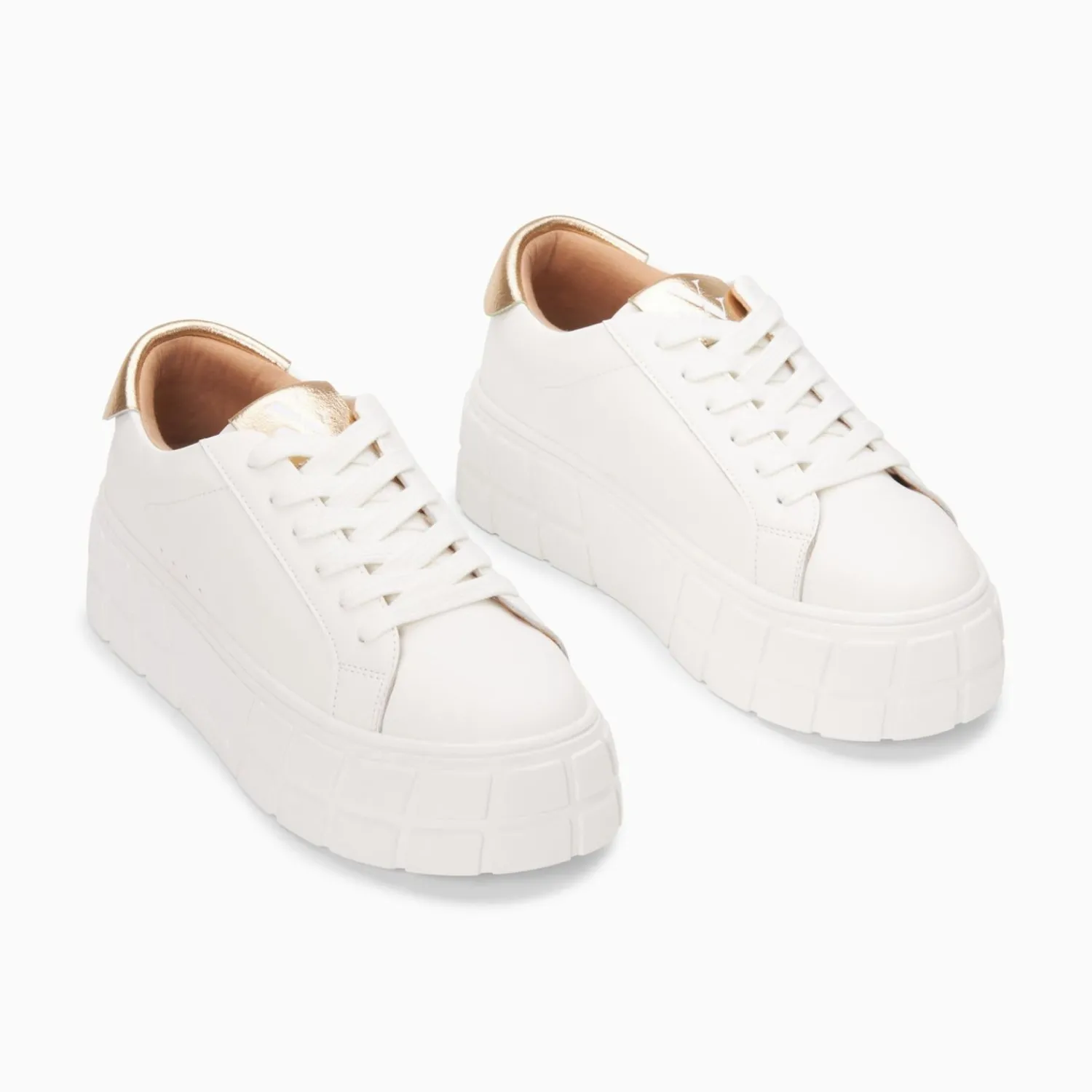 Vanessa Wu Sneakers>Baskets Meaghan Blanc Et Or A Plateforme