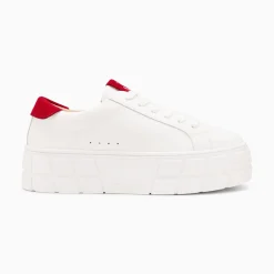Vanessa Wu Sneakers>Baskets Meaghan Blanc Et Rouge A Plateforme