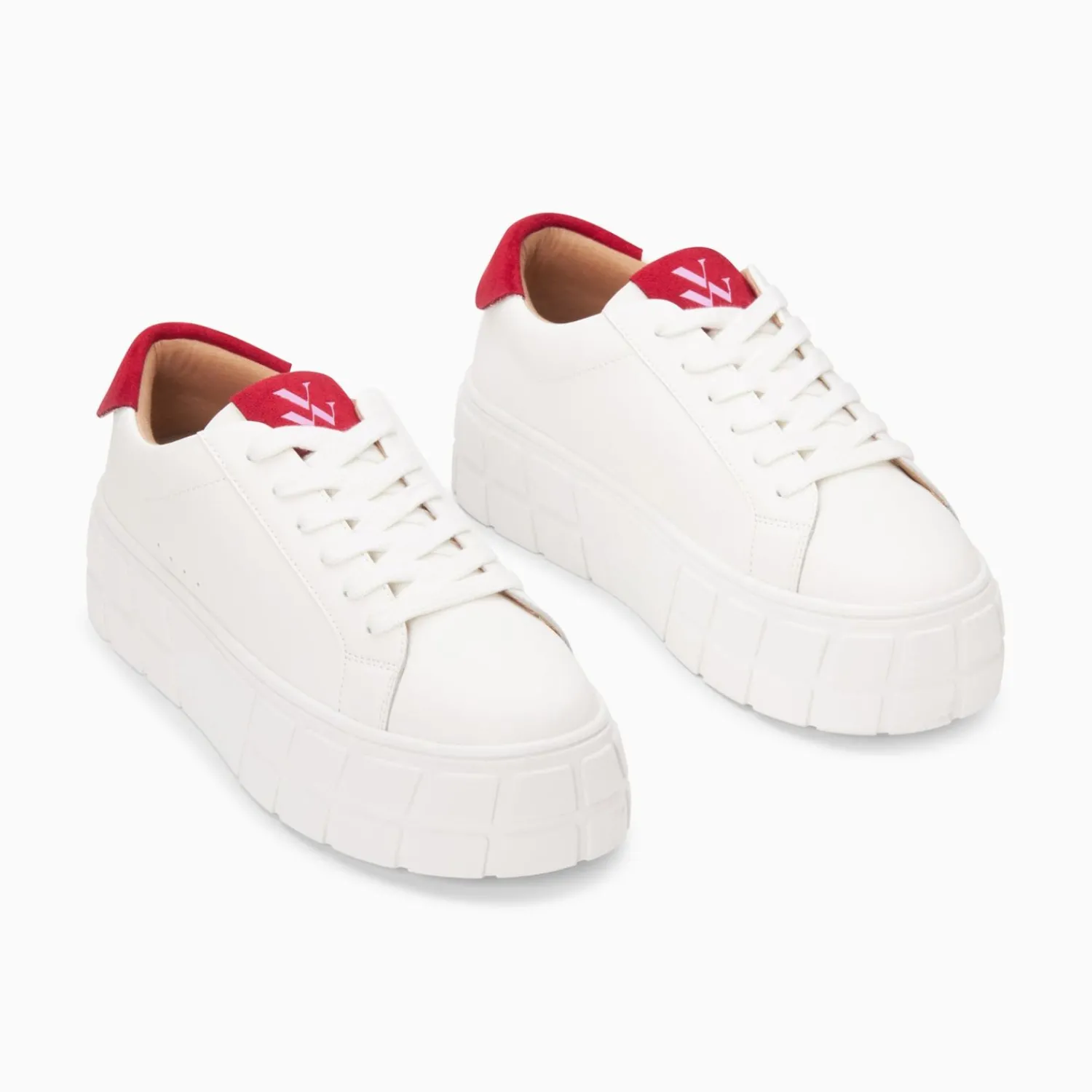 Vanessa Wu Sneakers>Baskets Meaghan Blanc Et Rouge A Plateforme
