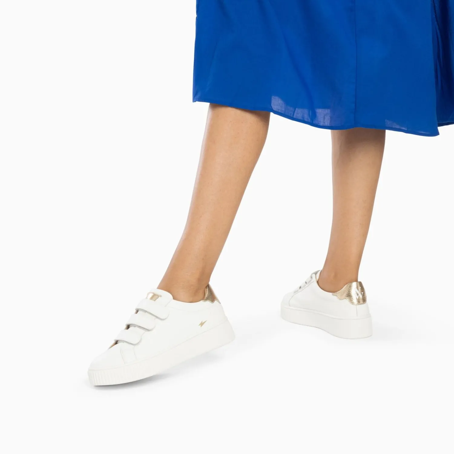 Vanessa Wu Sneakers>Baskets Mini Eclair Solange Blanc Et Or A Scratchs