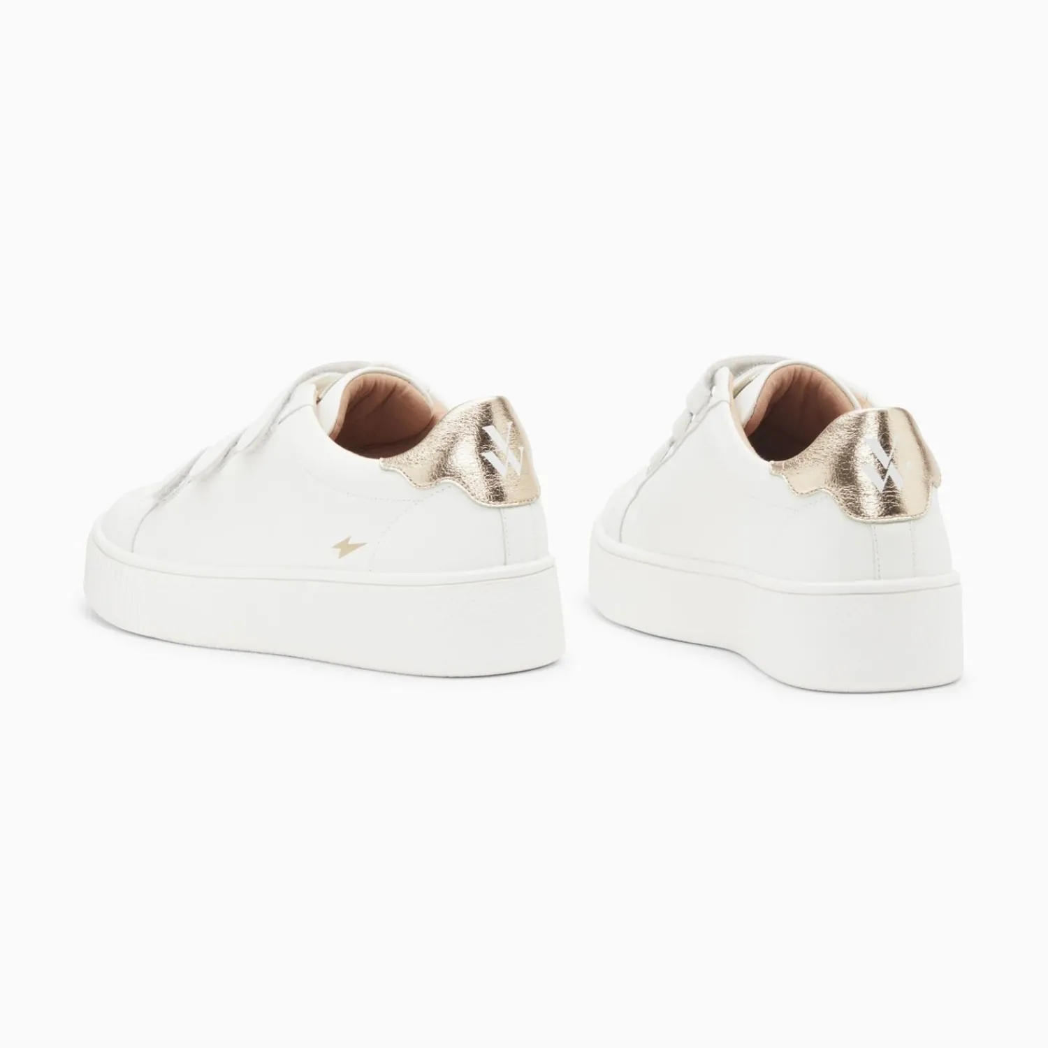 Vanessa Wu Sneakers>Baskets Mini Eclair Solange Blanc Et Or A Scratchs