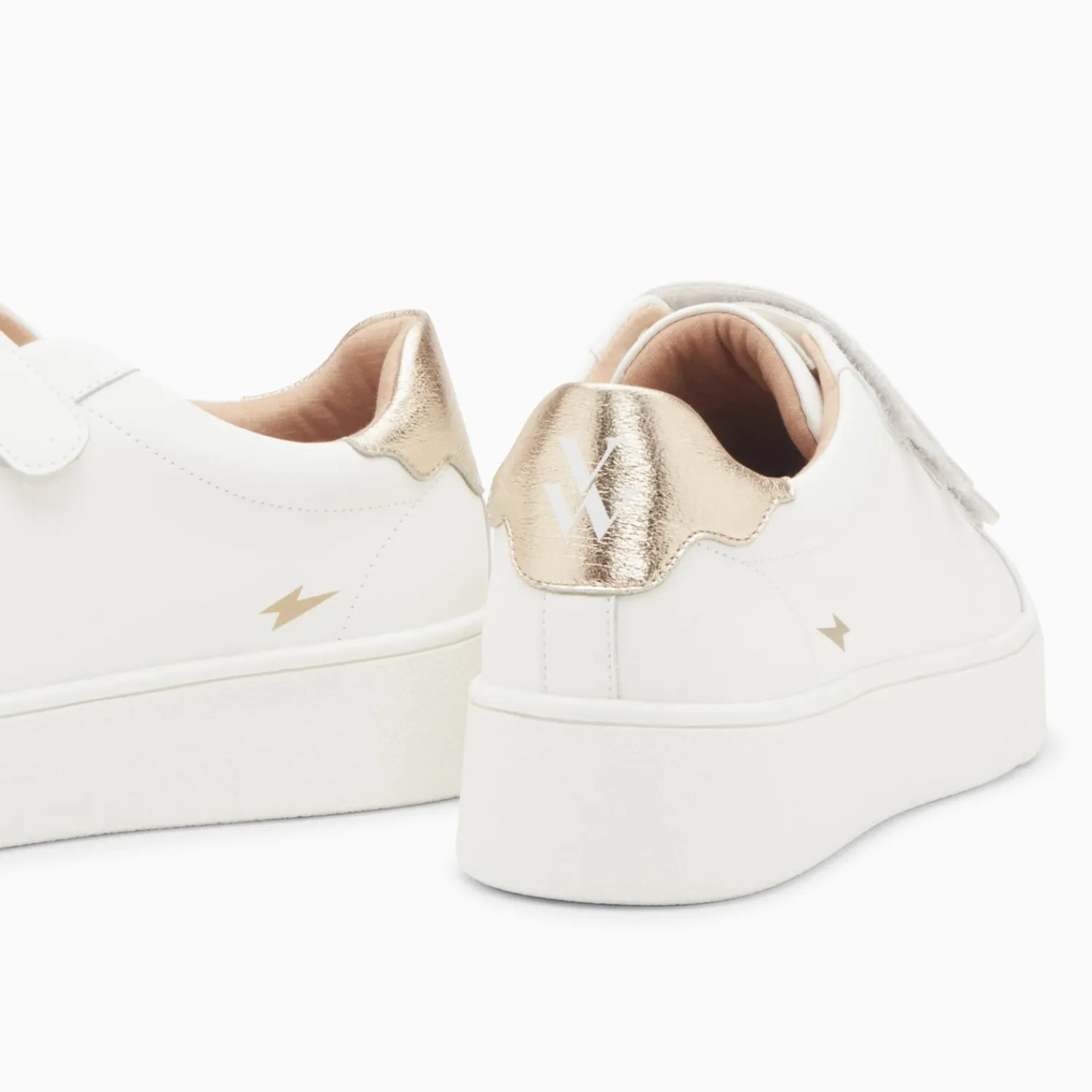 Vanessa Wu Sneakers>Baskets Mini Eclair Solange Blanc Et Or A Scratchs