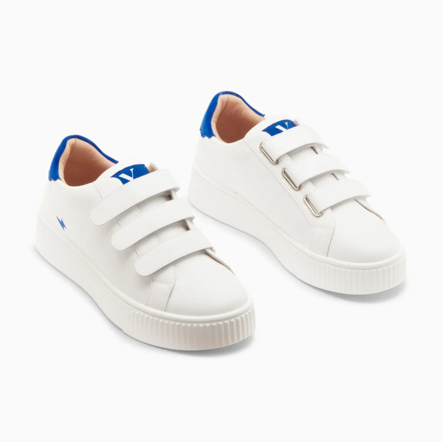 Vanessa Wu Sneakers>Baskets Mini Eclair Solange Blanc Et Bleu A Scratchs