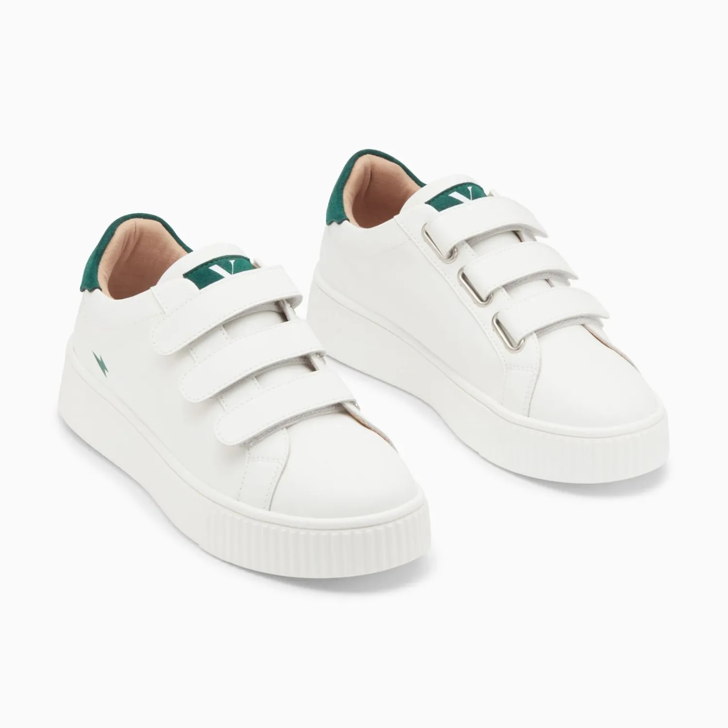 Vanessa Wu Sneakers>Baskets Mini Eclair Solange Blanc Et Vert A Scratchs
