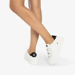 Vanessa Wu Sneakers>Baskets Mini Eclair Solange Blanc Et Noir A Scratchs