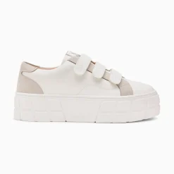 Vanessa Wu Sneakers>Baskets Monica Blanches A Scratchs Glitter Et Plateforme