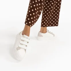 Vanessa Wu Sneakers>Baskets Monica Blanches A Scratchs Glitter Et Plateforme
