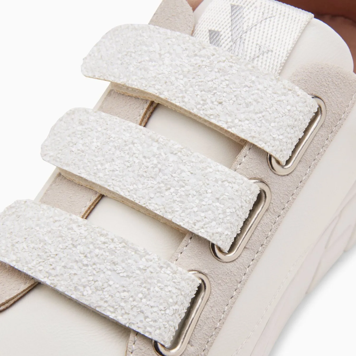 Vanessa Wu Sneakers>Baskets Monica Blanches A Scratchs Glitter Et Plateforme