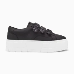 Vanessa Wu Sneakers>Baskets Monica Noires A Scratchs Glitter Et Plateforme