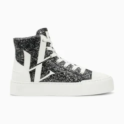 Vanessa Wu Sneakers>Baskets Monogramme Alix Montantes A Paillettes Noires