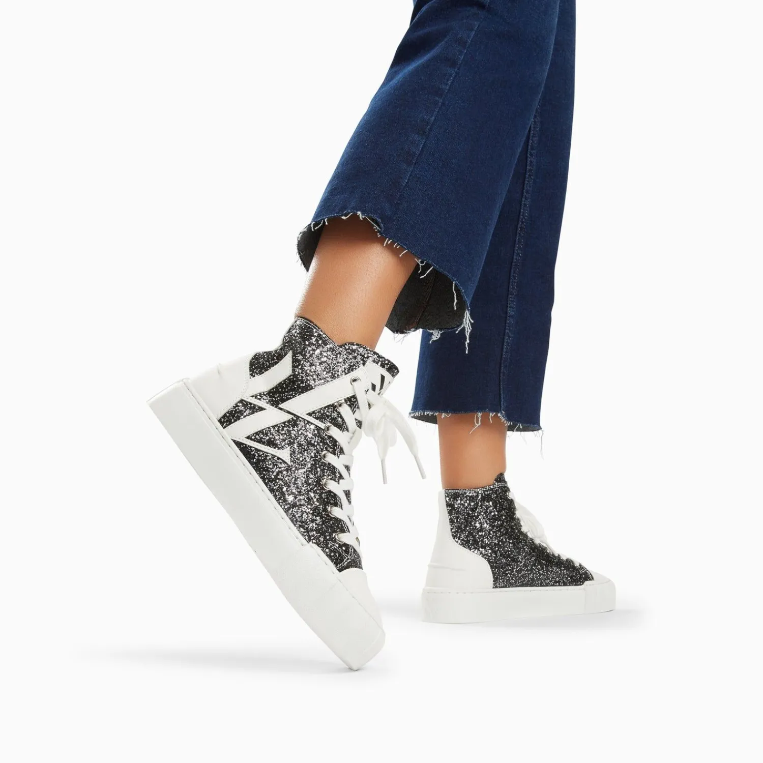 Vanessa Wu Sneakers>Baskets Monogramme Alix Montantes A Paillettes Noires