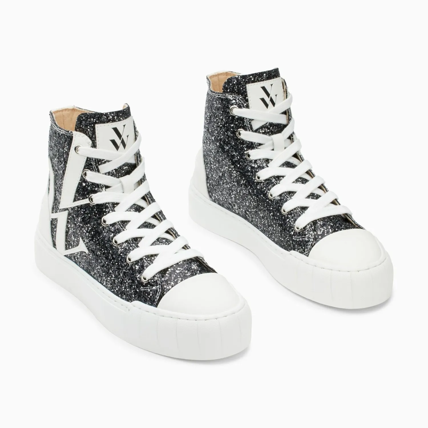 Vanessa Wu Sneakers>Baskets Monogramme Alix Montantes A Paillettes Noires