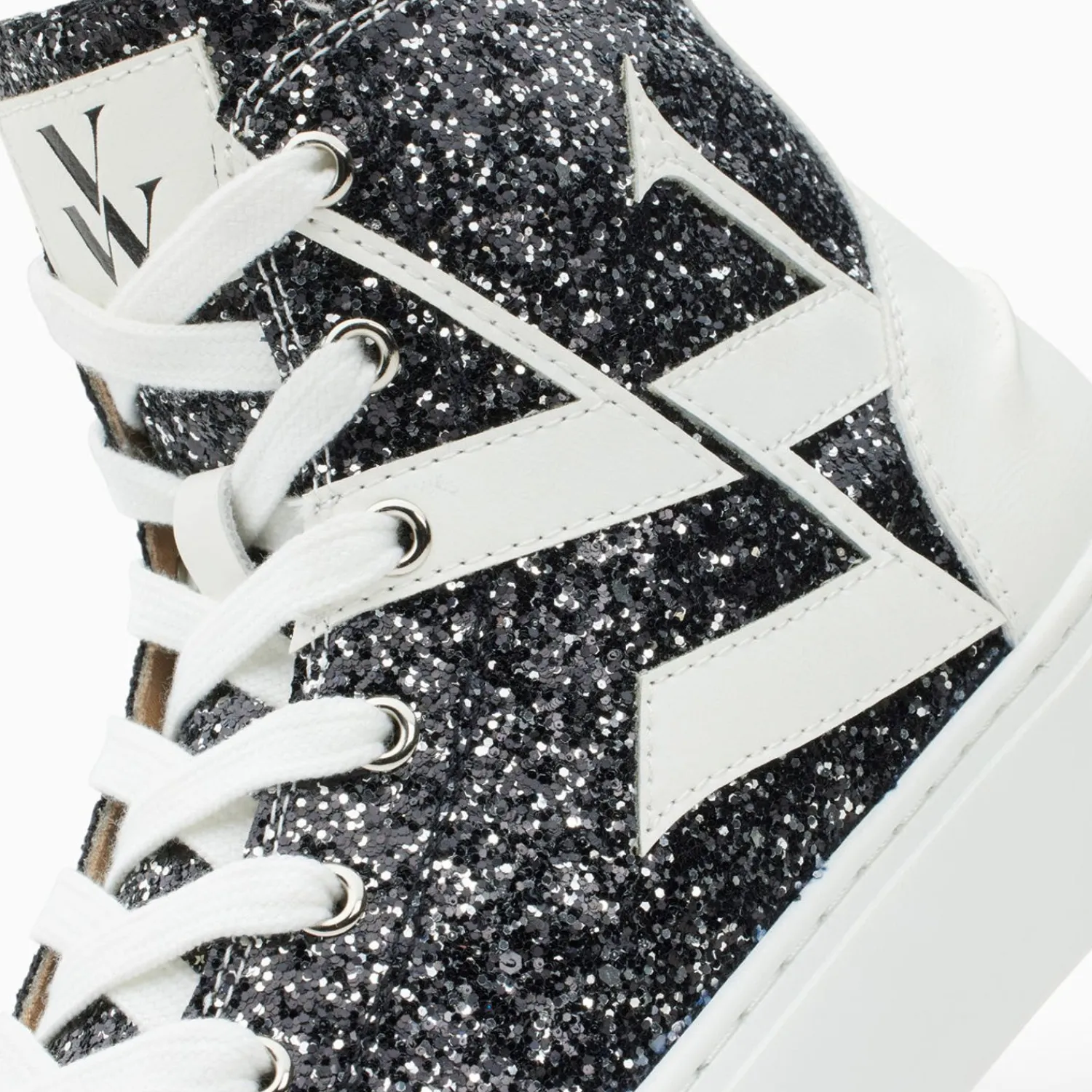 Vanessa Wu Sneakers>Baskets Monogramme Alix Montantes A Paillettes Noires