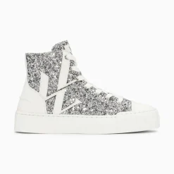 Vanessa Wu Sneakers>Baskets Monogramme Alix Montantes A Paillettes Argent