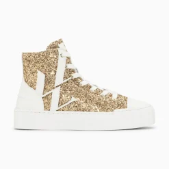 Vanessa Wu Sneakers>Baskets Monogramme Alix Montantes A Paillettes Or