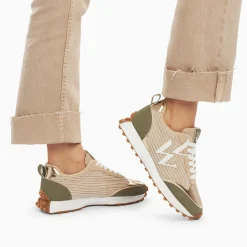 Vanessa Wu Sneakers>Baskets Monogramme Athenais Beige Et Kaki A Semelle Running