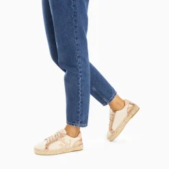 Vanessa Wu Sneakers>Baskets Monogramme Aurore Rose Et Rose Gold A Semelle Espadrille