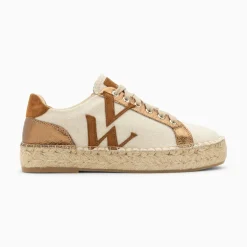 Vanessa Wu Sneakers>Baskets Monogramme Aurore Cafe Et Bronze A Semelle Espadrille