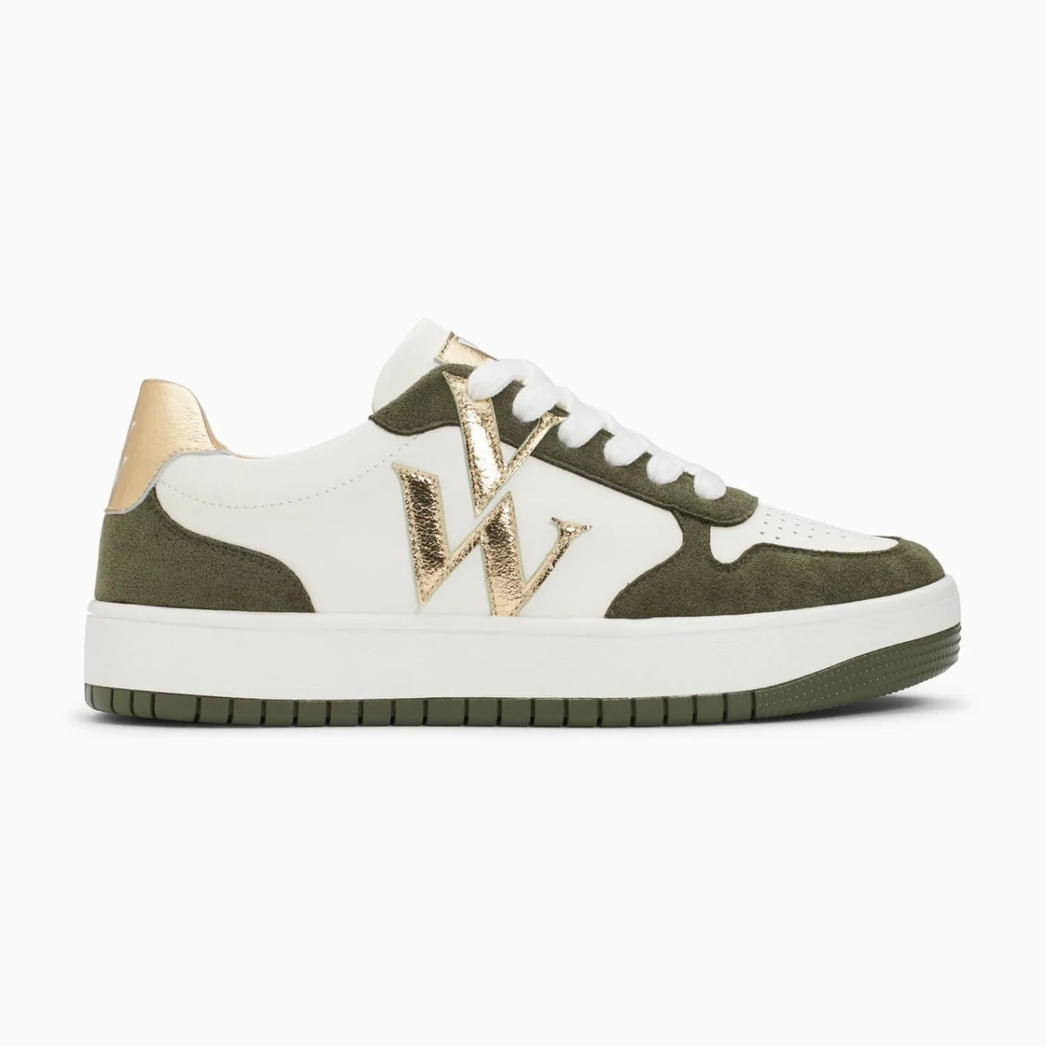 Vanessa Wu Sneakers>Baskets Monogramme Calie Blanc Et Kaki