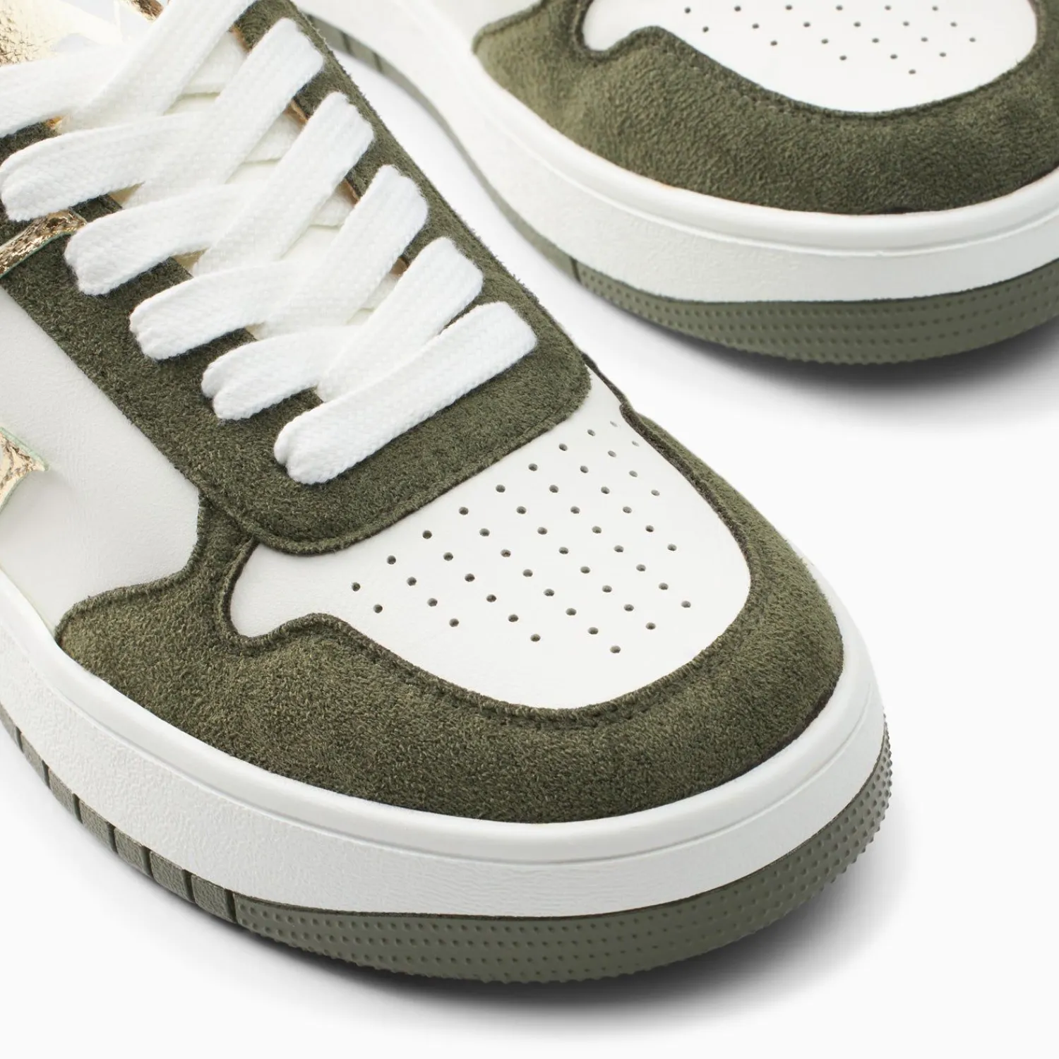 Vanessa Wu Sneakers>Baskets Monogramme Calie Blanc Et Kaki