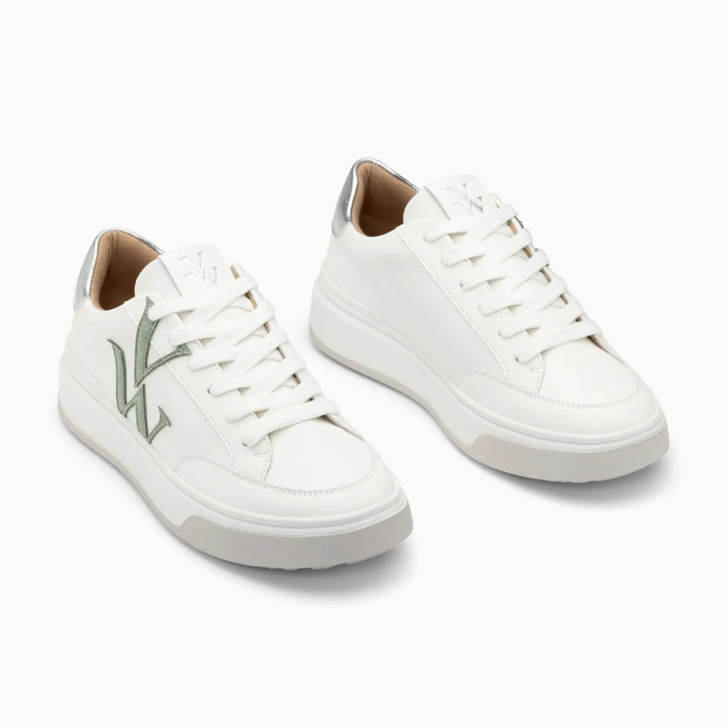 Vanessa Wu Sneakers>Baskets Monogramme Candice Blanc Et Vert