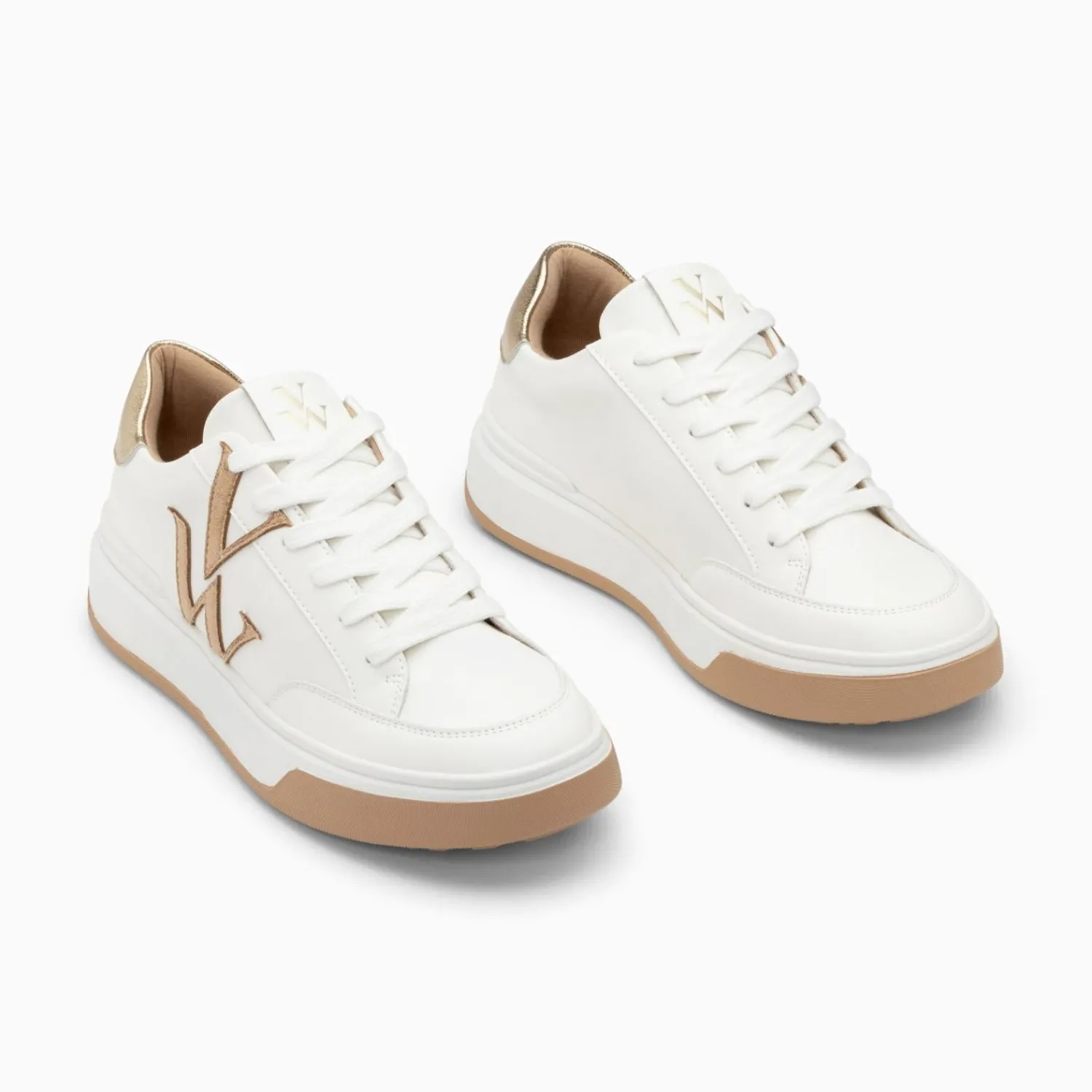 Vanessa Wu Sneakers>Baskets Monogramme Candice Blanc Et Beige