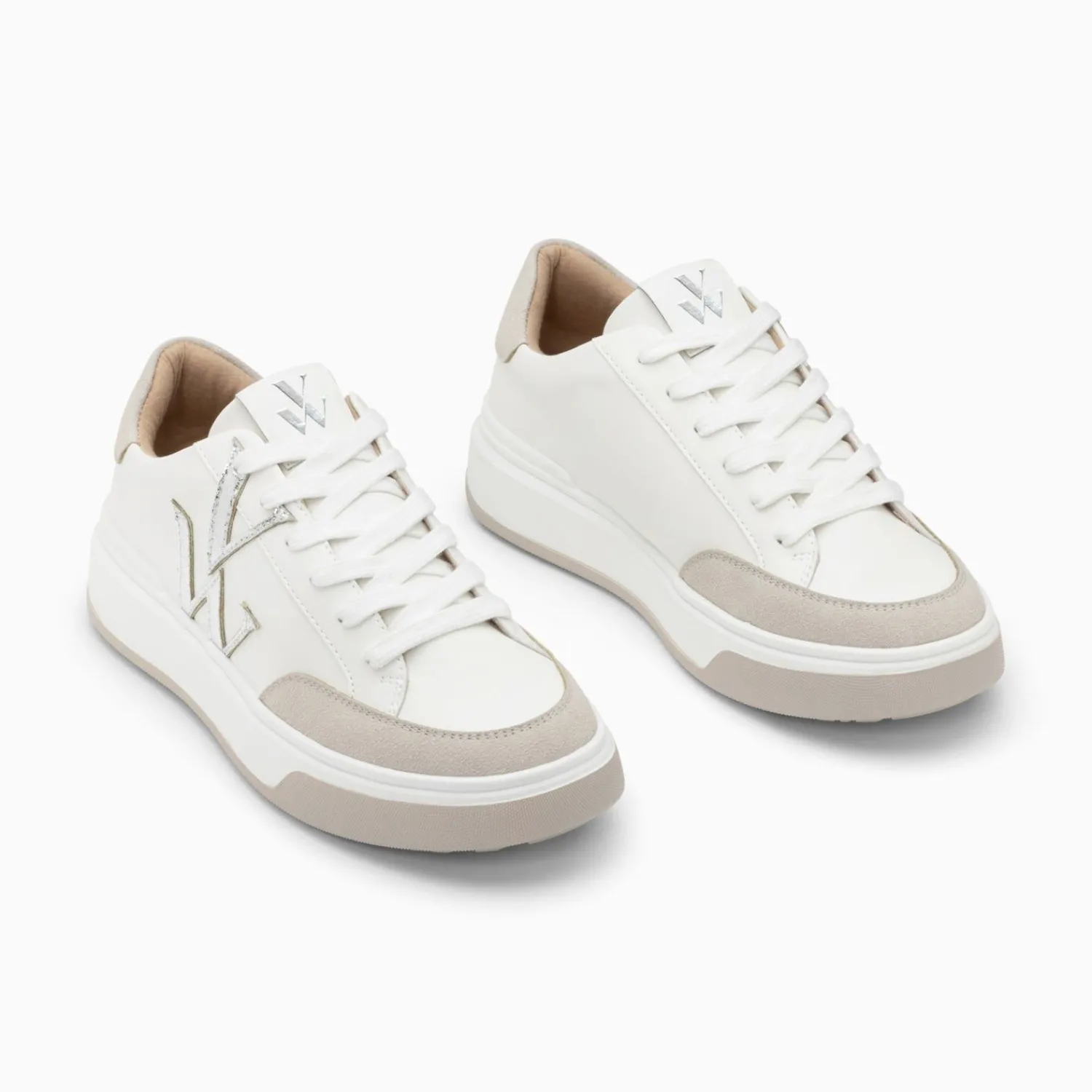 Vanessa Wu Sneakers>Baskets Monogramme Candice Blanc Et Gris