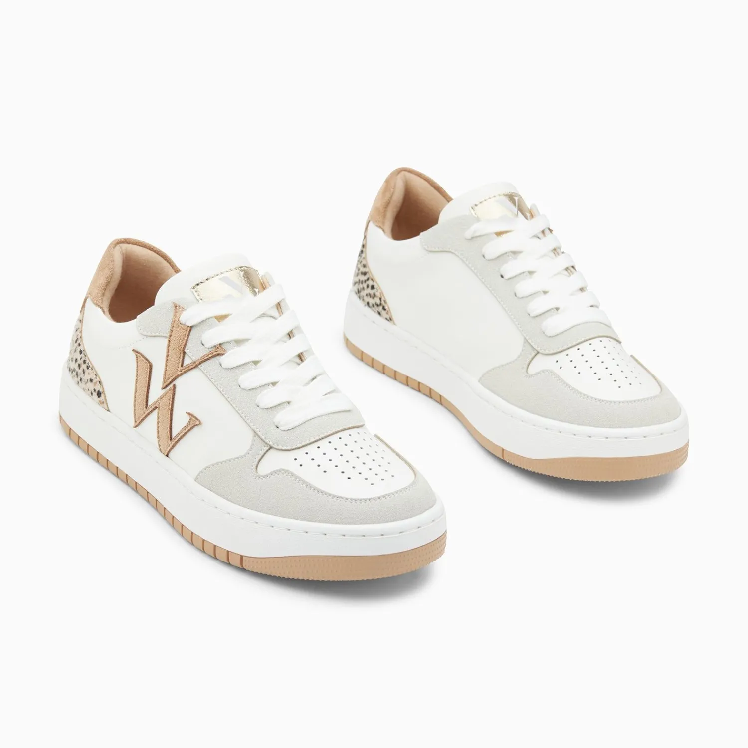 Vanessa Wu Sneakers>Baskets Monogramme Esmee Blanc Et Beige