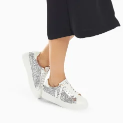 Vanessa Wu Sneakers>Baskets Monogramme Estelle A Paillettes Argent