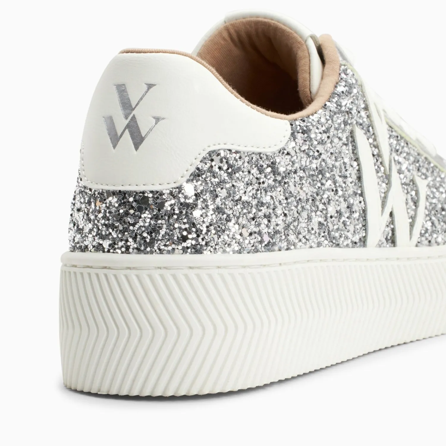 Vanessa Wu Sneakers>Baskets Monogramme Estelle A Paillettes Argent