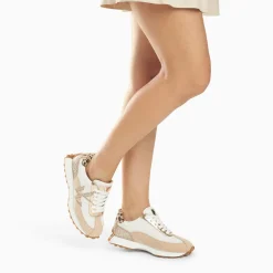 Vanessa Wu Sneakers>Baskets Monogramme Faustine Ivoire Et Beige A Semelle Running