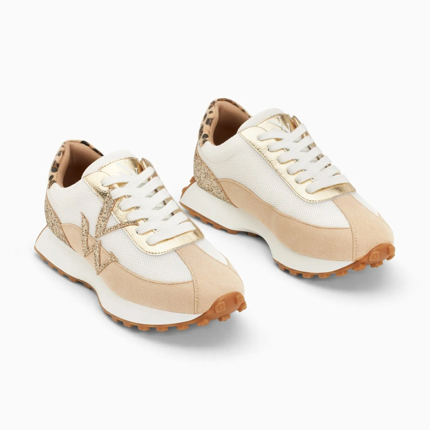 Vanessa Wu Sneakers>Baskets Monogramme Faustine Ivoire Et Beige A Semelle Running