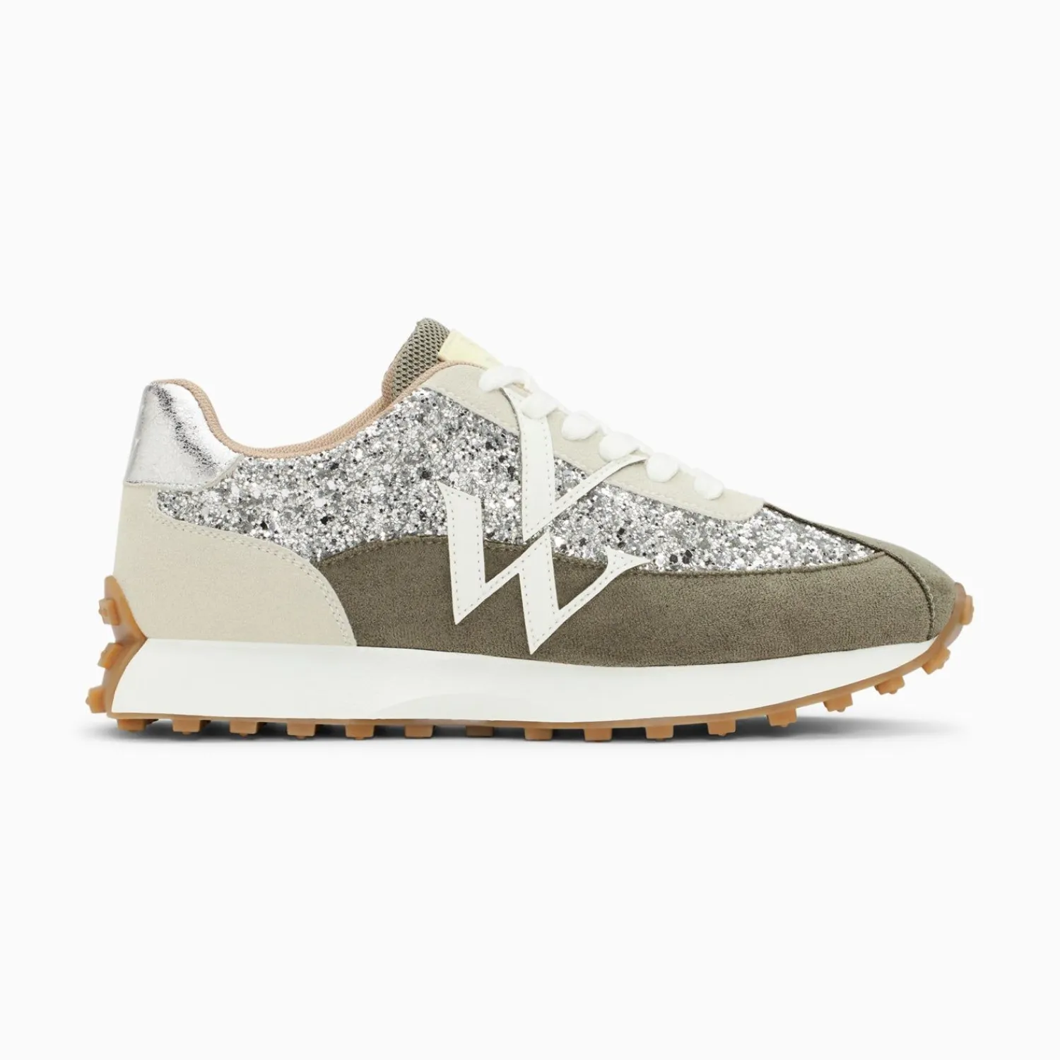 Vanessa Wu Sneakers>Baskets Monogramme Faustine Argent Et Gris A Semelle Running