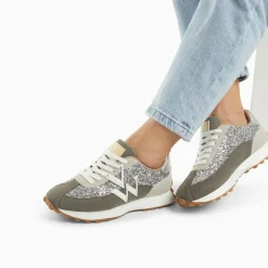 Vanessa Wu Sneakers>Baskets Monogramme Faustine Argent Et Gris A Semelle Running