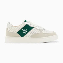Vanessa Wu Sneakers>Baskets Monogramme Flavie Perforees Gris Et Vert A Lacets
