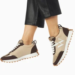Vanessa Wu Sneakers>Baskets Monogramme Grace Beige Et Marron A Semelle Running