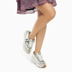 Vanessa Wu Sneakers>Baskets Monogramme Ines Kaki Et Argent A Semelle Oversize