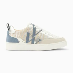 Vanessa Wu Sneakers>Baskets Monogramme Joyce Argent Zebre Et Bleu-Gris