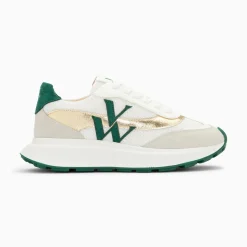 Vanessa Wu Sneakers>Baskets Monogramme Lana Vert Et Or A Semelle Oversize