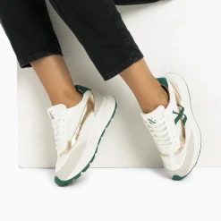 Vanessa Wu Sneakers>Baskets Monogramme Lana Vert Et Or A Semelle Oversize