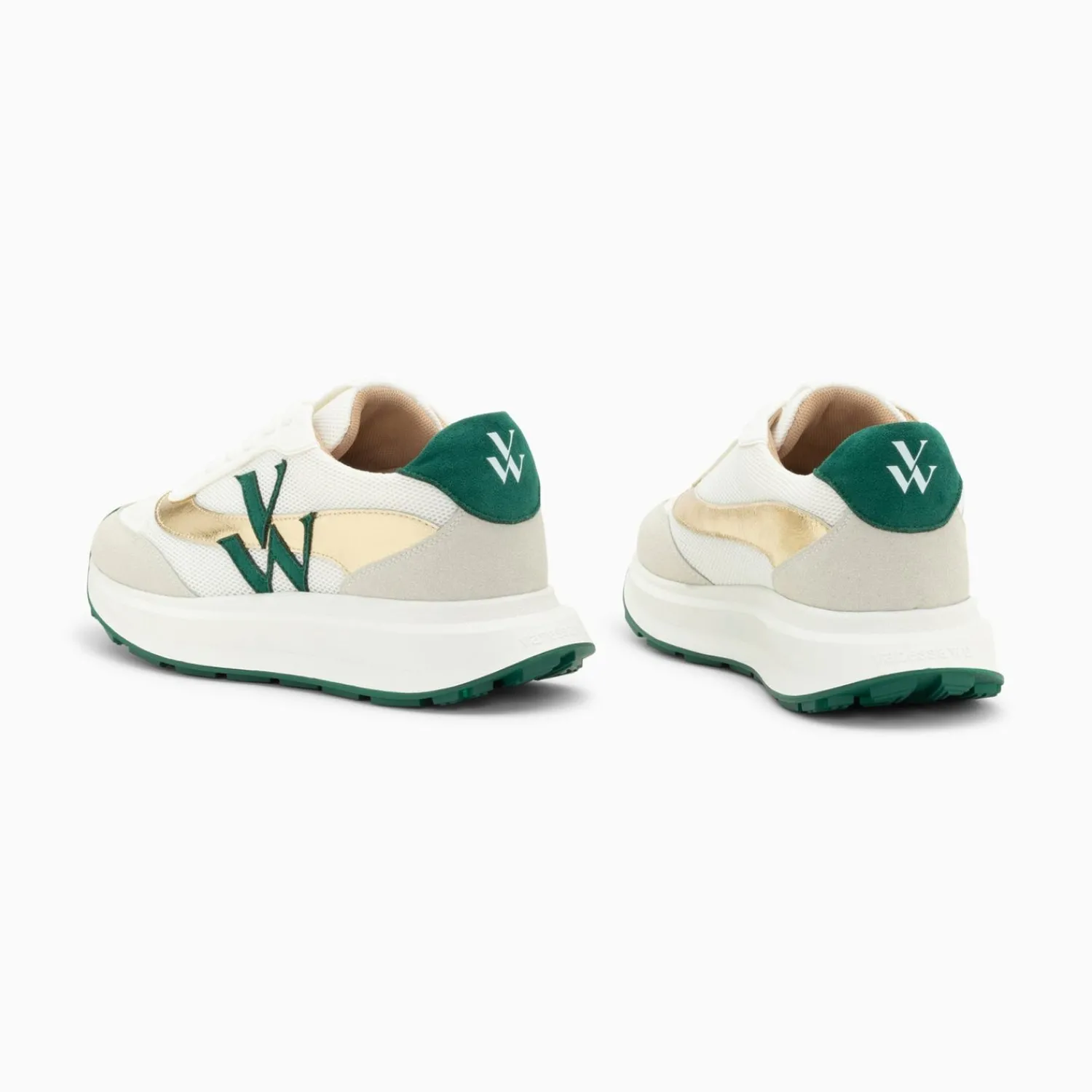 Vanessa Wu Sneakers>Baskets Monogramme Lana Vert Et Or A Semelle Oversize