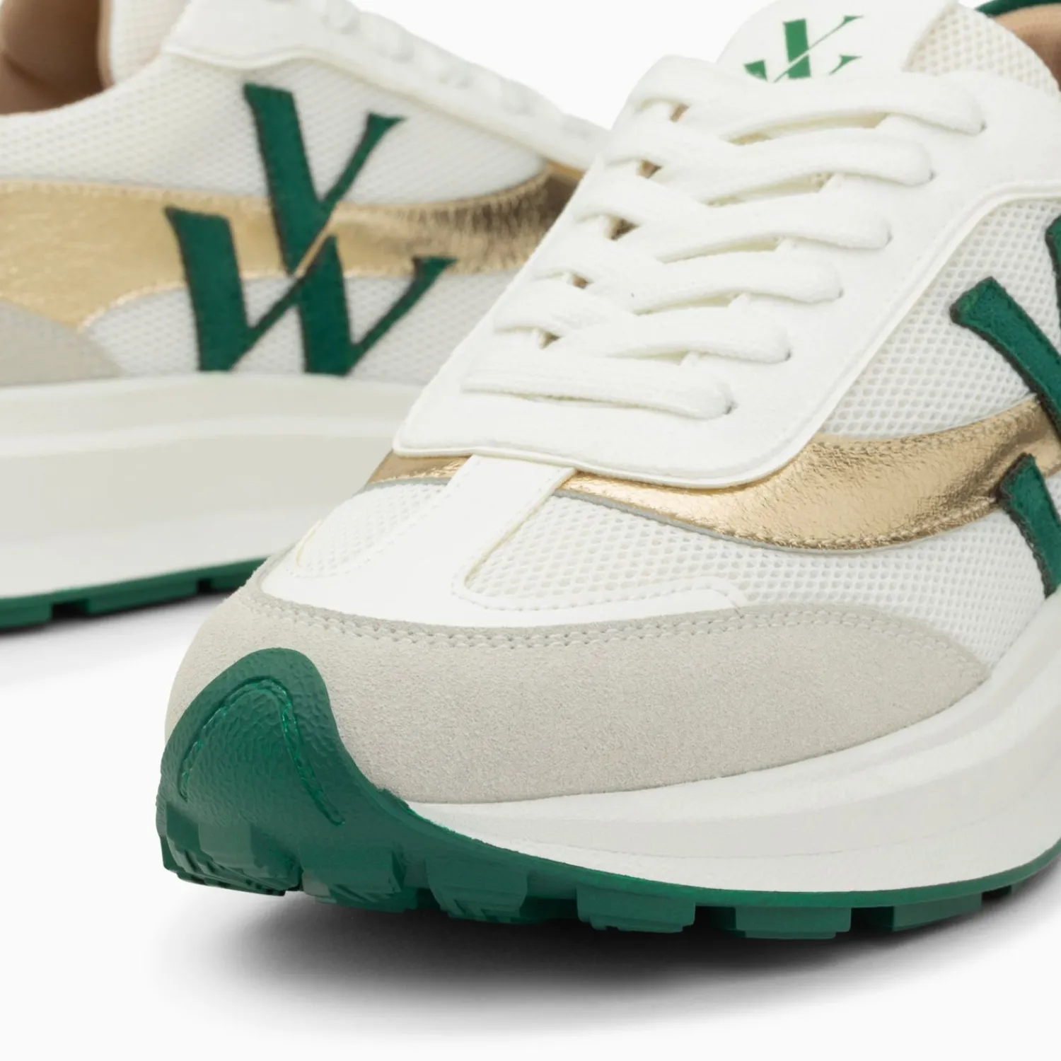 Vanessa Wu Sneakers>Baskets Monogramme Lana Vert Et Or A Semelle Oversize
