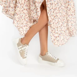 Vanessa Wu Sneakers>Baskets Monogramme Lexie En Tweed Beige
