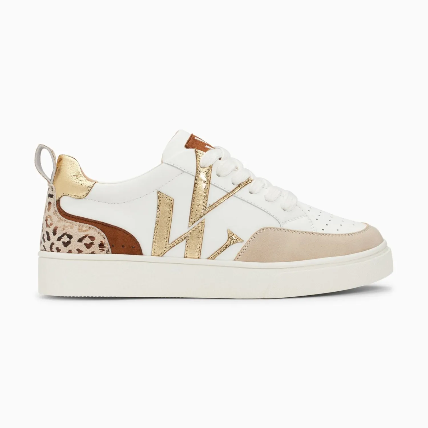 Vanessa Wu Sneakers>Baskets Monogramme Luna Blanc Et Or