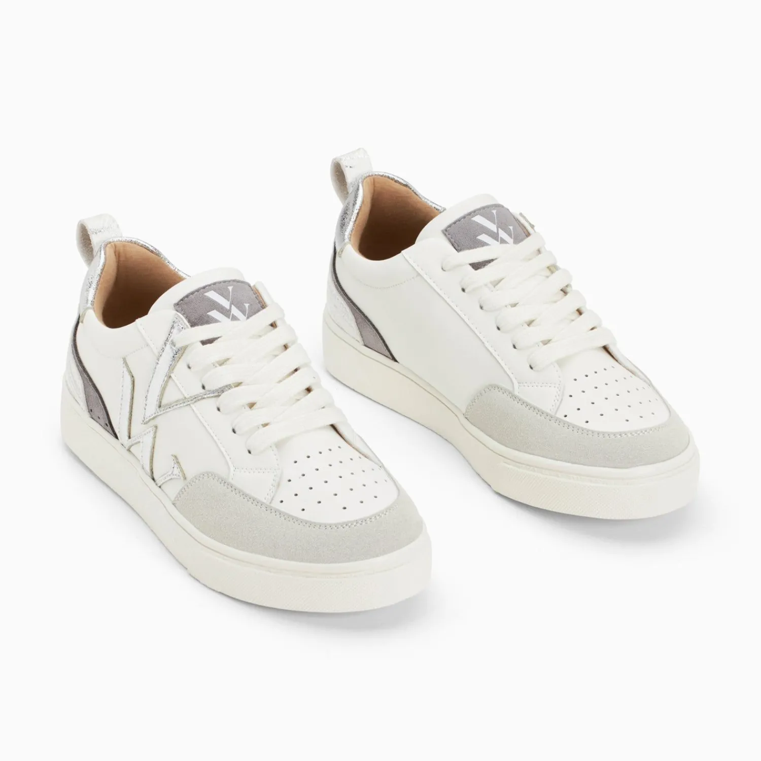Vanessa Wu Sneakers>Baskets Monogramme Luna Blanc Et Argent