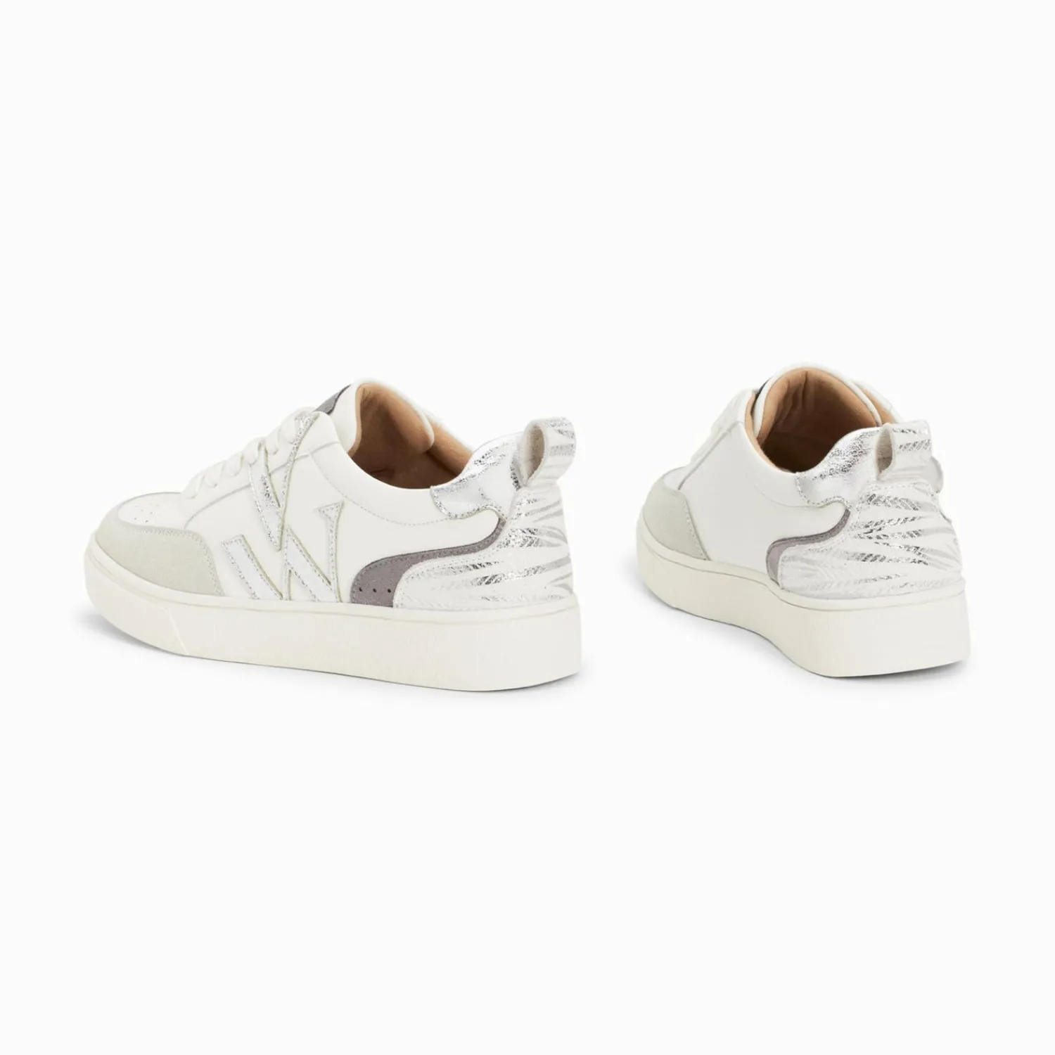 Vanessa Wu Sneakers>Baskets Monogramme Luna Blanc Et Argent